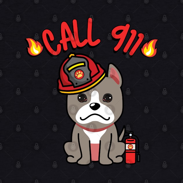 Cute grey dog is a firefighter by Pet Station